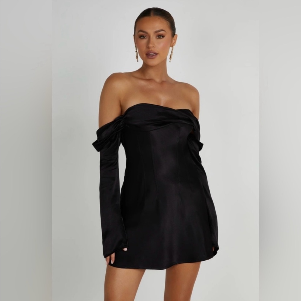 Meshki Black Off-Shoulder Mini Dress